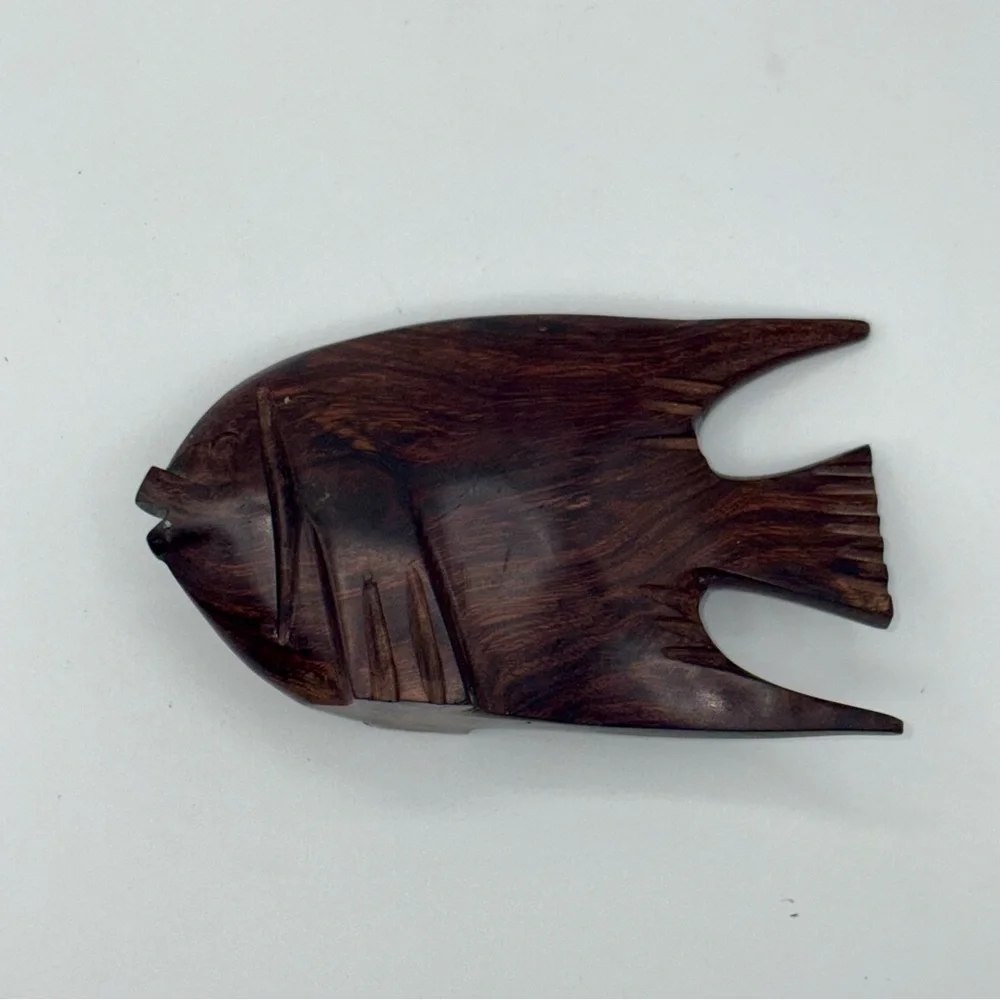 Carved Ironwood Tropical Fish 5 Inches long X 3 Inches Tall Brown Wood
